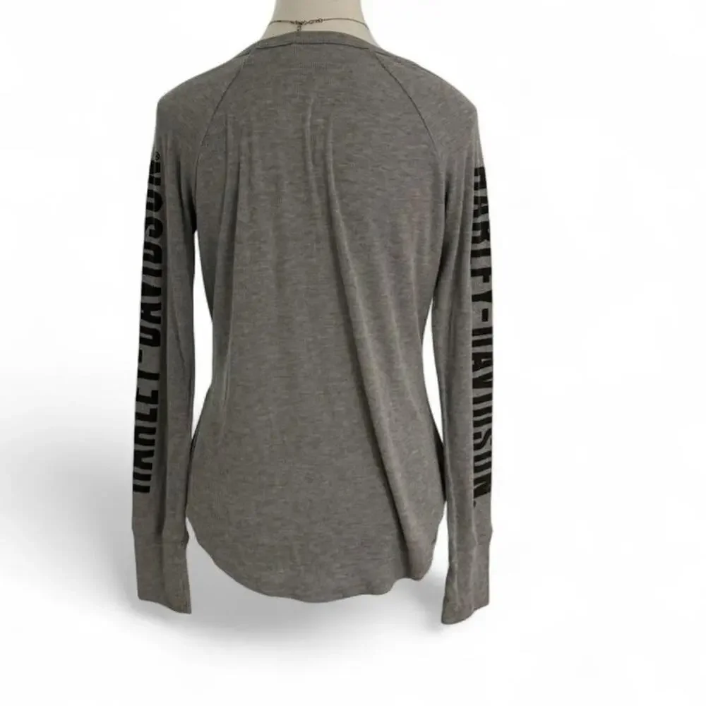 Harley Davidson Retro Biker Girl Harley 2000s Vintage Cotton Long Sleeve Size S - Picture 2 of 4